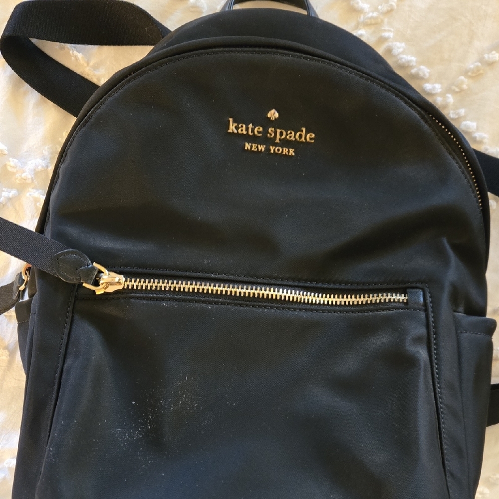 Kate Spade Black Backpack with Gold Zipper